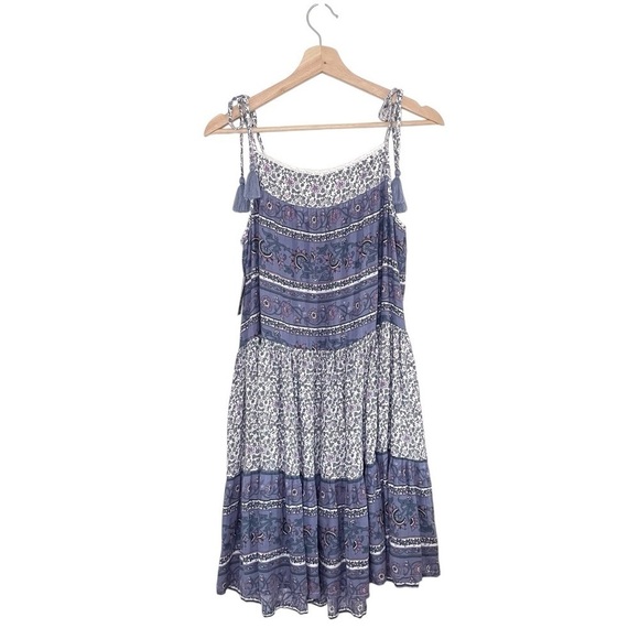 NWT Lucky Brand Tiered Mixed Floral Print Tassel Tie Strap Boho Sundress Small - Picture 5 of 16